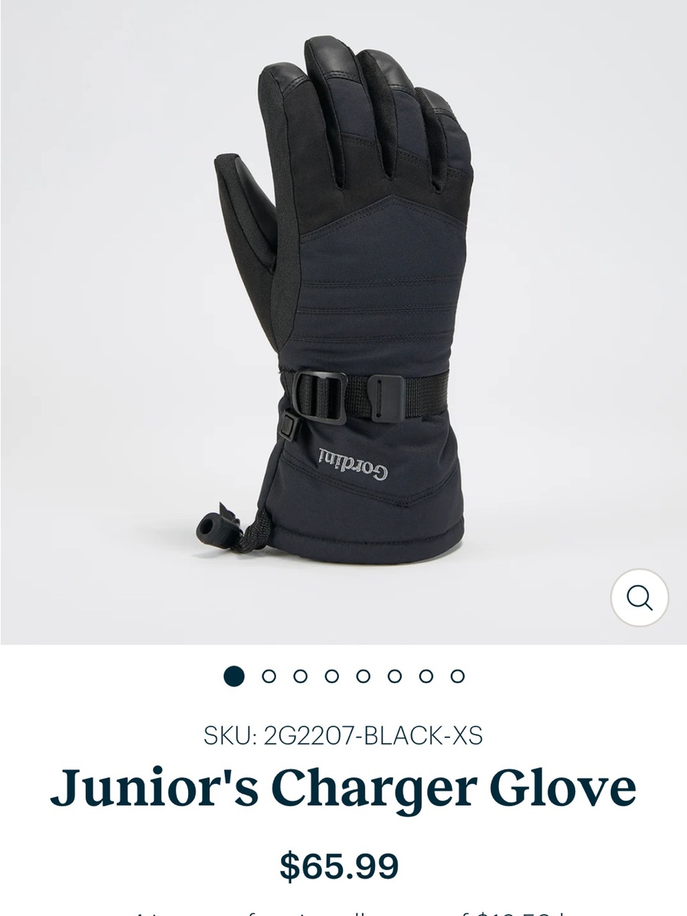 Gordini black winter ski gloves junior medium NEW